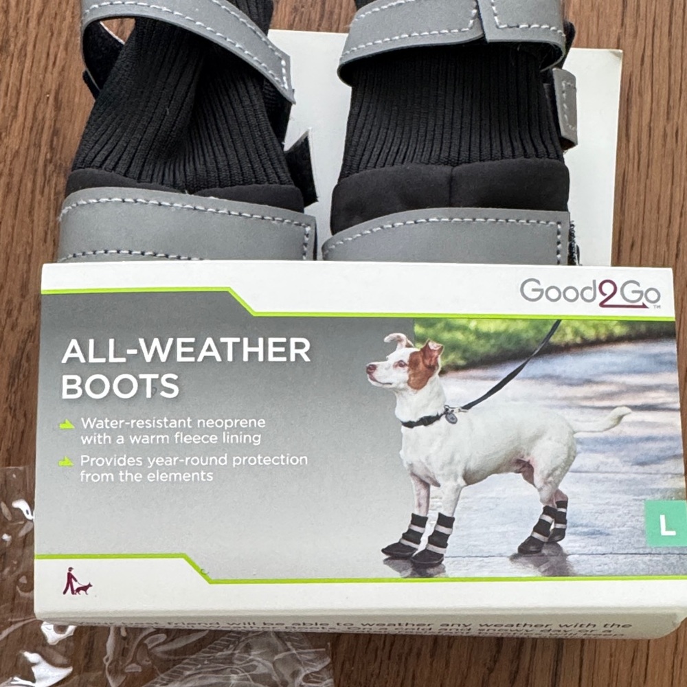 Good2Go Black and Gray Dog Boots - 4 Pack, Large